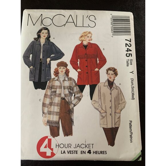 McCall's Misses Jacket Sewing Pattern Sz XSM - Med 7245 - Uncut - Picture 8 of 9